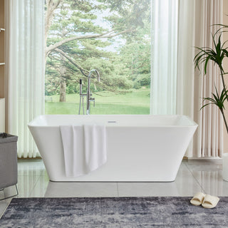 67" Acrylic Freestanding Soaking Bathtub, Pure White