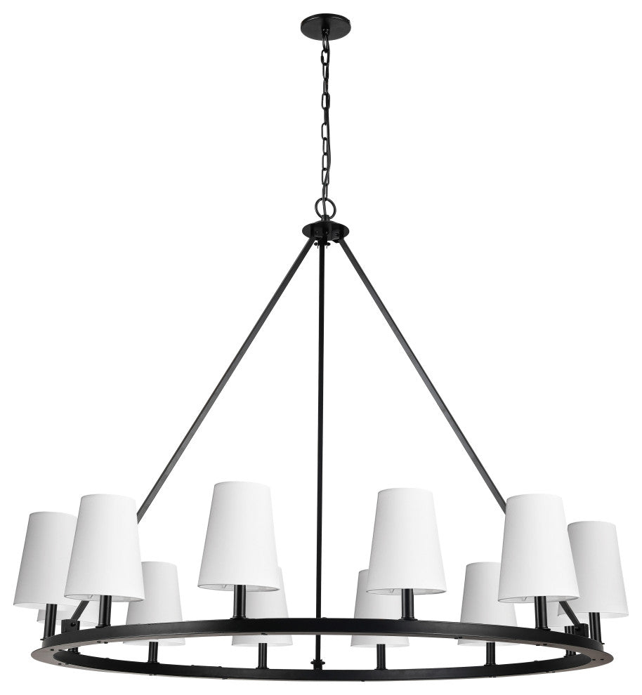Colby Transitional 12 Light Matte Black White Metal Chandelier