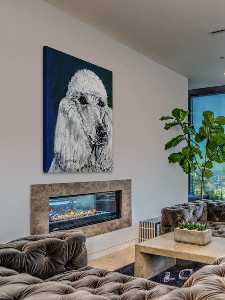 "White Poodle" Painting Print on Wrapped Canvas, 16"x24"