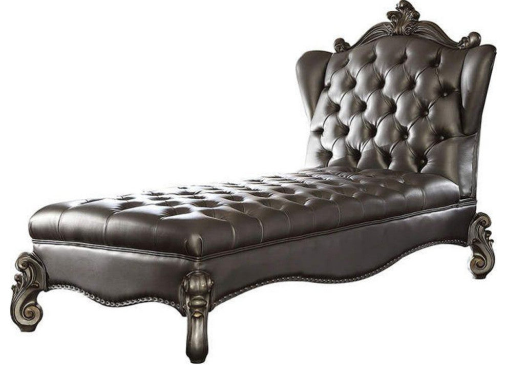 Versailles Chaise, Silver Pu and Antique Platinum