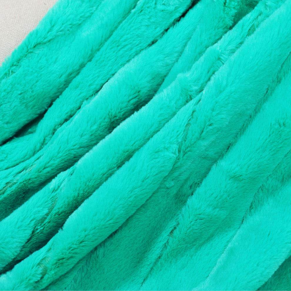 Rabbit Faux Fur Throw Blanket With 2 Pillows, Arcadia