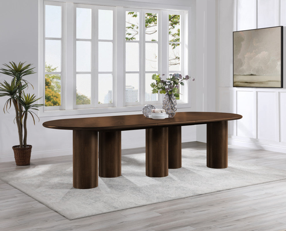 Dolan Rubberwood and Veneer Dining Table, Brown
