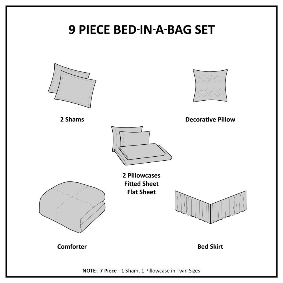 Madison Park Essentials Maible 7 Piece Twin Comforter Set With Cotton Bed Sheets