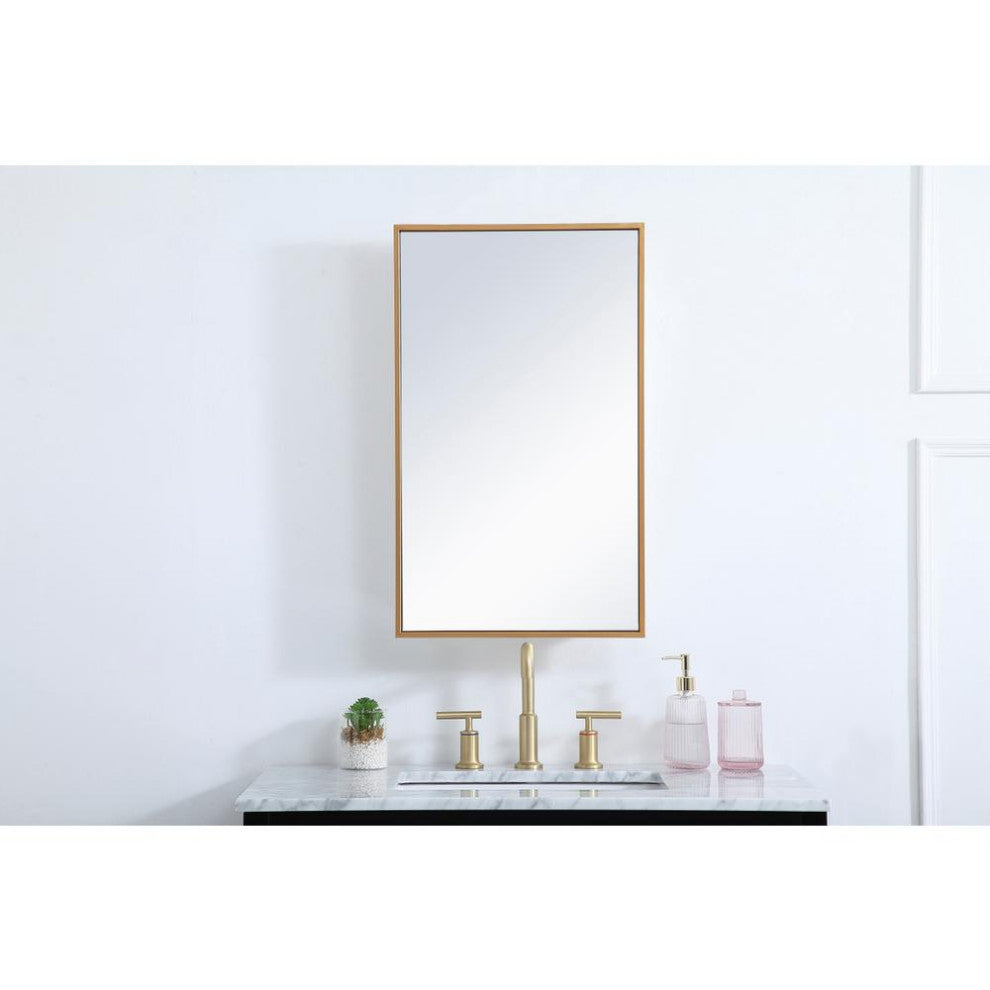 Metal mirror medicine cabinet 17 inch x 28 inch in Brass
