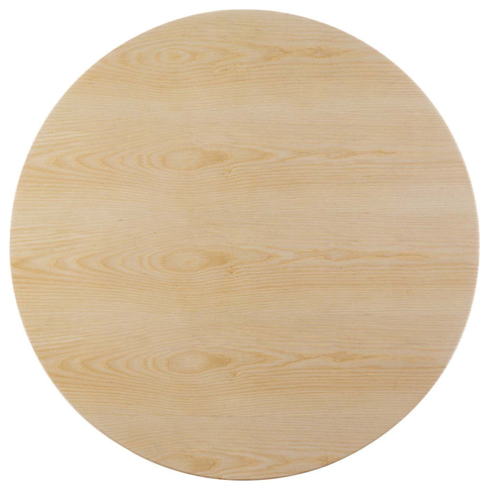 40" Dining Table, Round, Natural Brown White, Metal, Modern, Hospitality