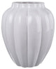 Ribbed Ceramic Vase With Narrow Bottom, White