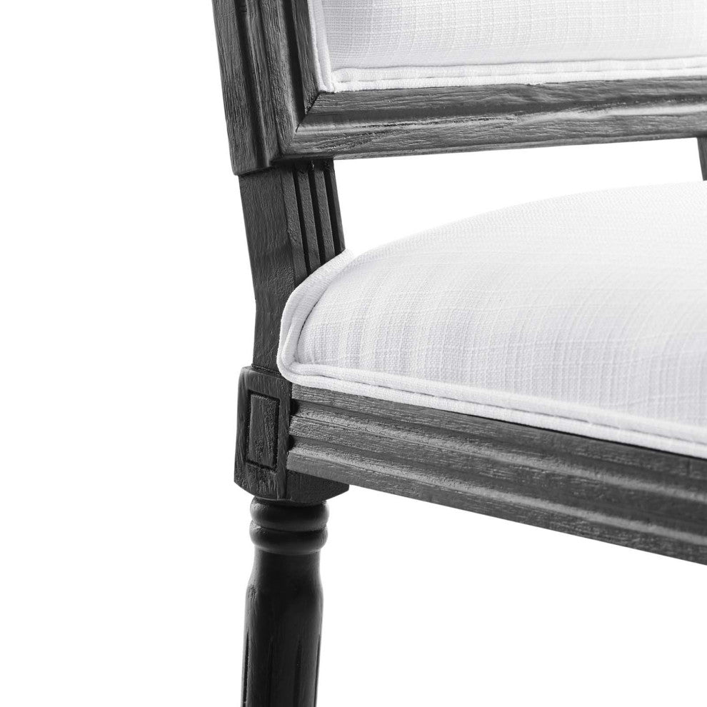 Court French Vintage Upholstered Fabric Dining Side Chair Black White