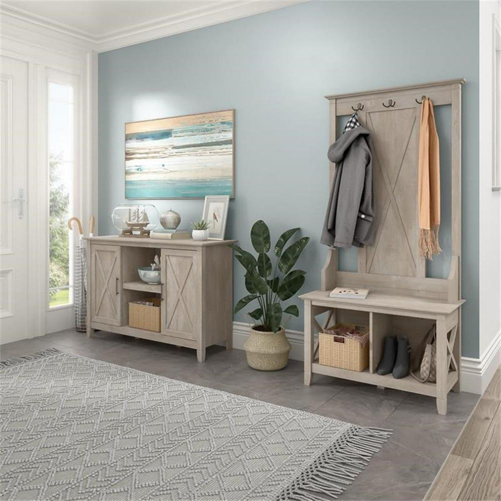 Key West Accent Cabinet with Doors in Washed Gray - Engineered Wood