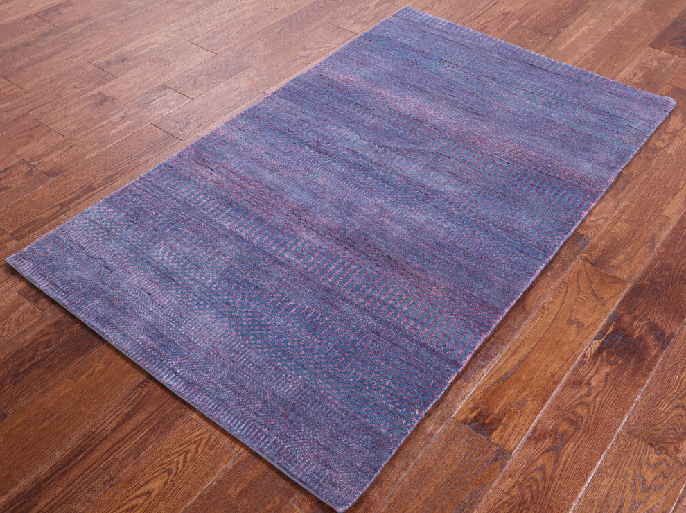3' 1" X 5' 2" Savannah Grass Wool and Silk Handmade Rug Q11518