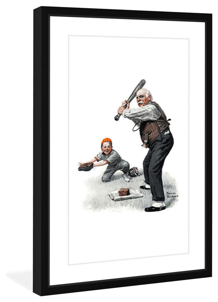 "Gramps at the Plate" Framed Art Print by Norman Rockwell
