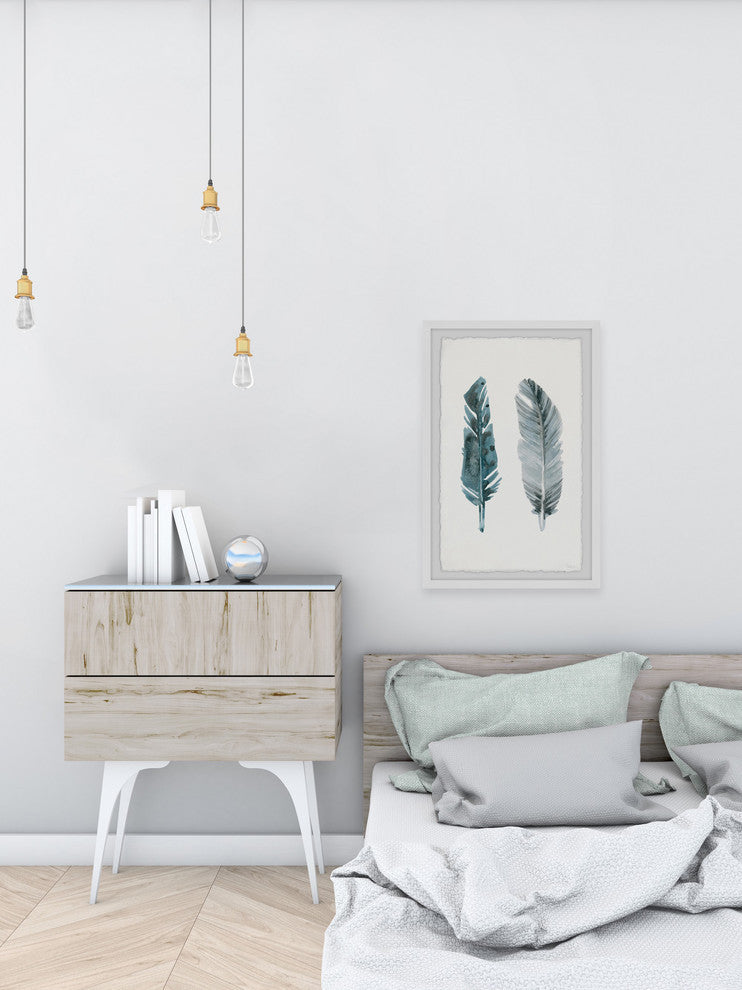 "Metallic Feathers" Framed Painting Print, 12"x18"
