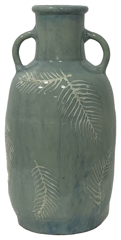 Terracotta, 23"H Leaf Eared Vase, Mint