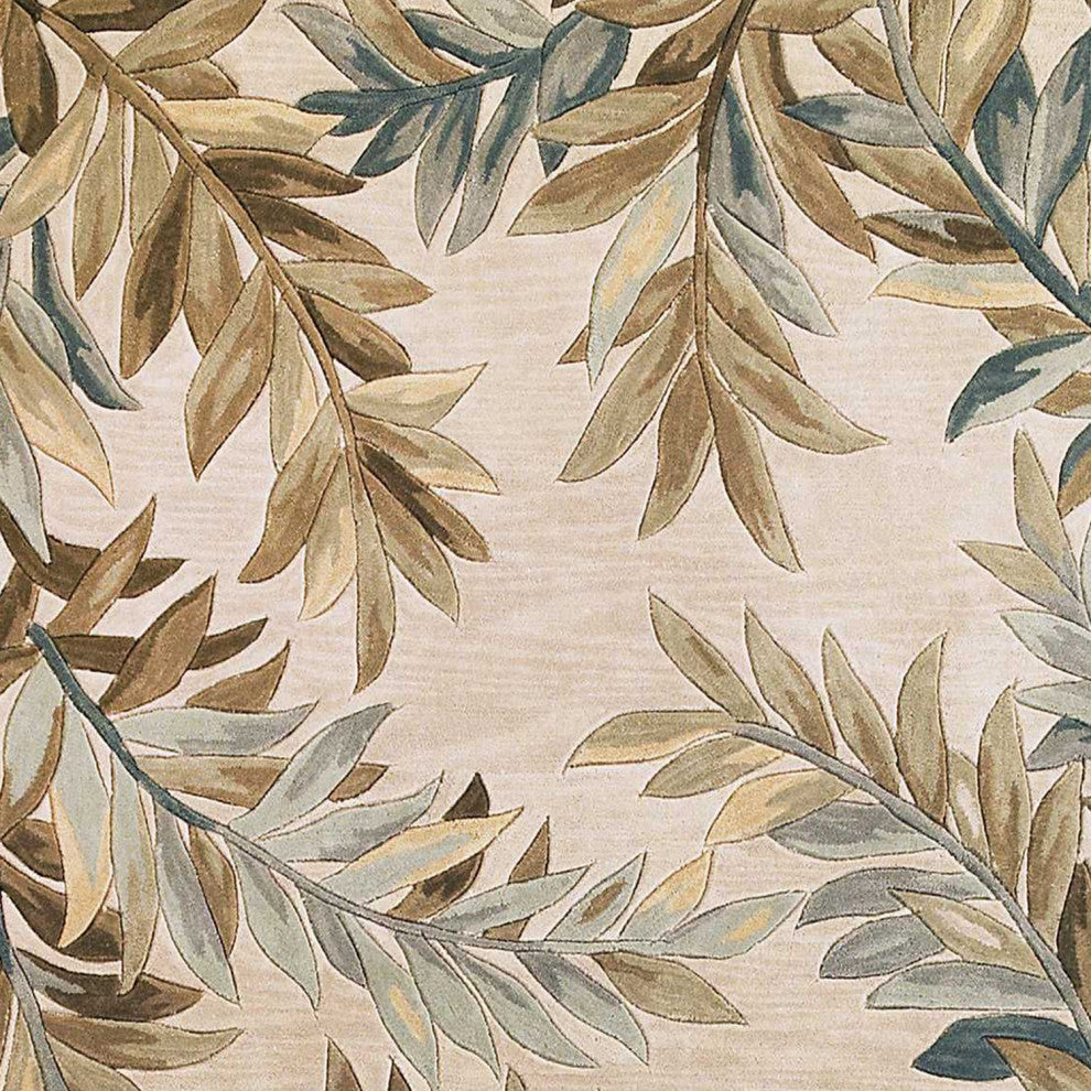 HomeRoots 6' Ivory Hand Tufted Tropical Plant Round Indoor Area Rug