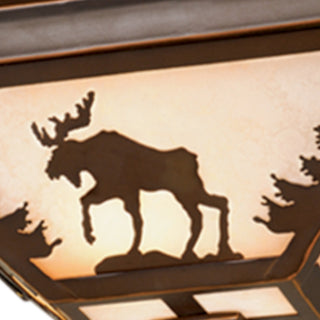 Yellowstone 14" Moose Flush Mount Ceiling Light Burnished Bronze