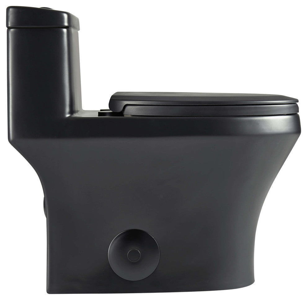 Fine Fixtures Dual-Flush Elongated One-Piece Toilet, Black Matte