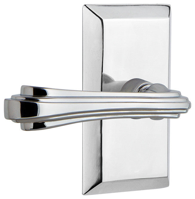 Studio Plate With Fleur Lever, Bright Chrome, Privacy, Left-Handed