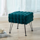 Bubble Square Faux Fur Ottoman Stool, Teal, 17''x17''x17''