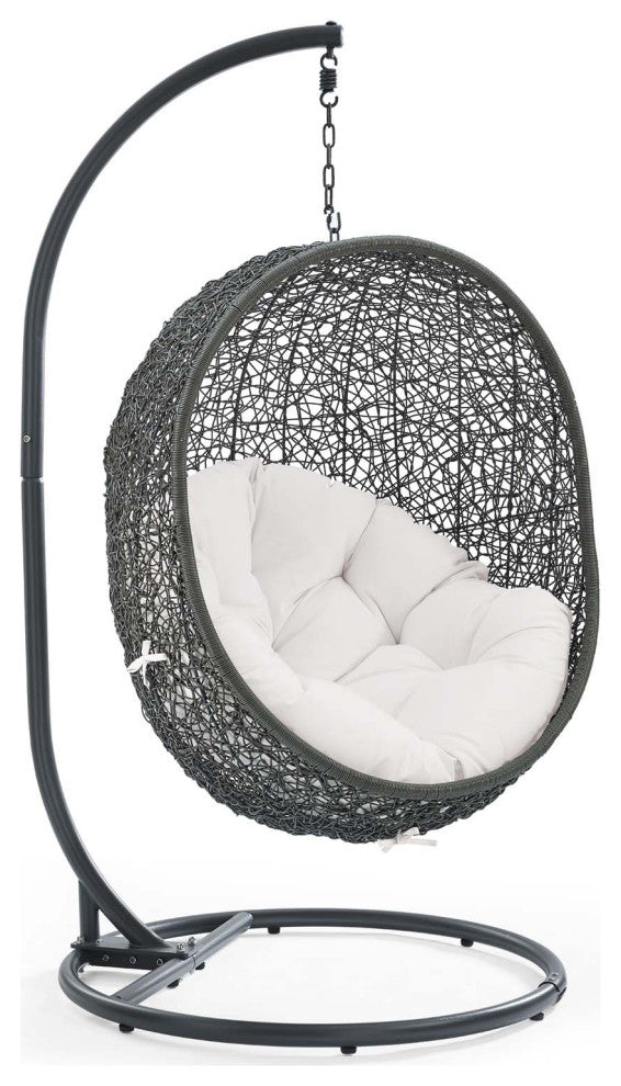 Hide Outdoor Patio Sunbrella Swing Chair With Stand - Gray White