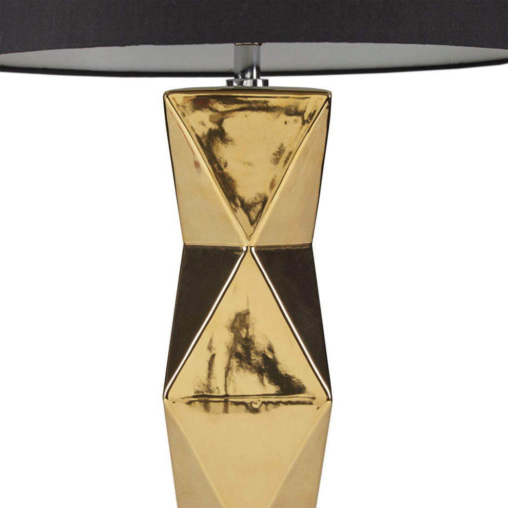 INK+IVY Kenlyn Geometric Ceramic Table Lamp, White, Gold
