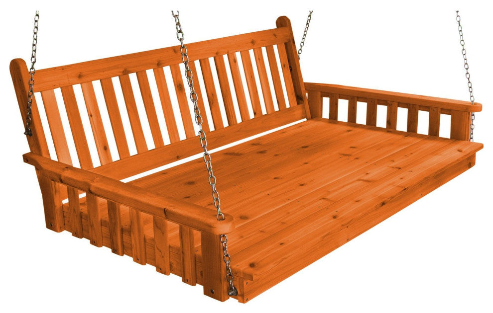 Pine Traditional English Swingbed, Redwood Stain, 6 Foot