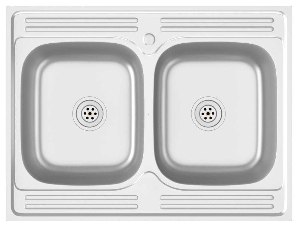 vidaXL Undermount Kitchen Sink with Strainer Stainless Steel Sink Rectangular