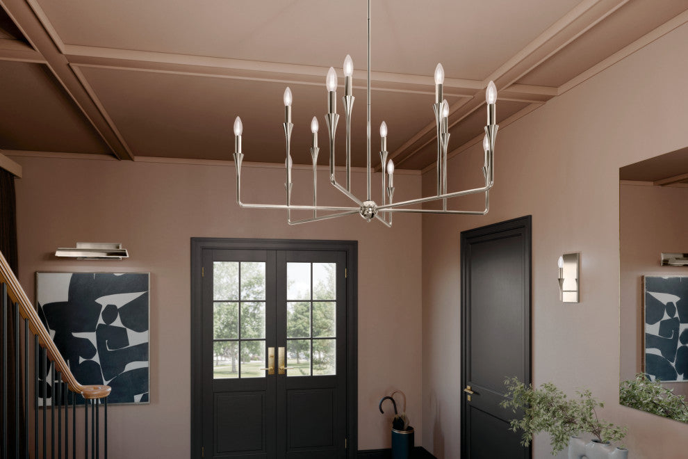 Alvaro Chandelier, Polished Nickel, 12 Light