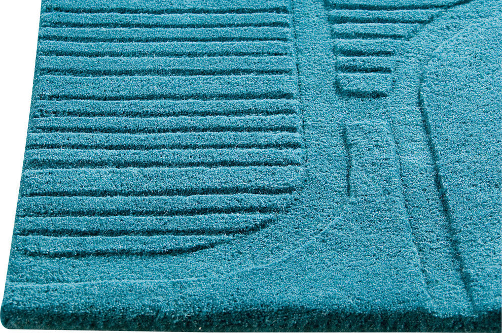 Hand Tufted Petrol Wool Area Rug, 6''6"x9''9"