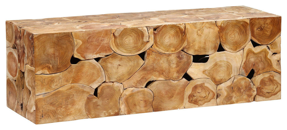 Scarlett 55" Rectangular Natural Finished Teak Root Solid Bench