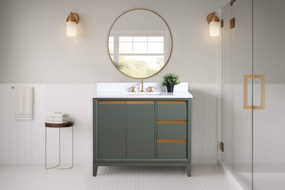 Vanity Art Bathroom Vanity With Sink, Vintage Green, 42" Single