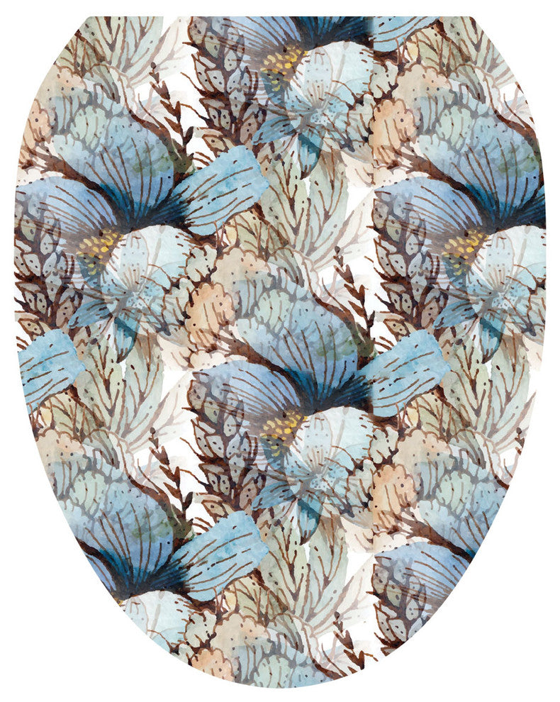Florals in the Mist Toilet Tattoos, Toilet Lid Decal, Elongated