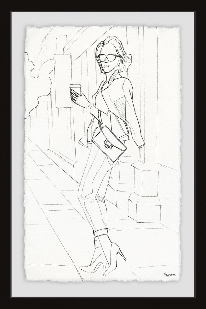 "Coffee Break Fashion" Framed Painting Print, 30"x45"