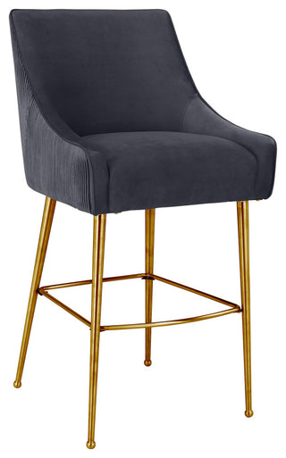Beatrix Pleated Dark Grey Velvet Counter Stool