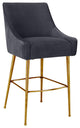 Beatrix Pleated Dark Grey Velvet Counter Stool