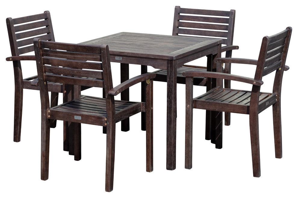 DTY Outdoor Living Leadville 5-Piece Eucalyptus Dining Set, Espresso