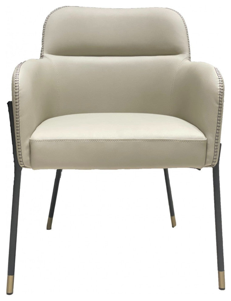 Pale Gray Faux Leather Modern Dining or Side Chair