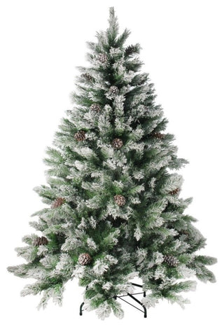 7' Flocked Angel Pine With Pine Cones Artificial Christmas Tree, Unlit