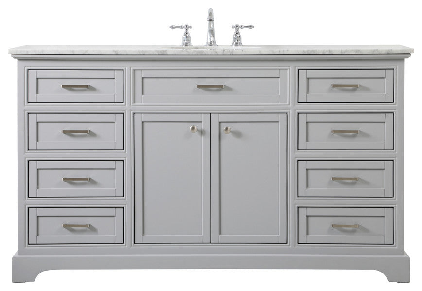 Amber Single Bathroom Vanity, Blue, Grey, 60"
