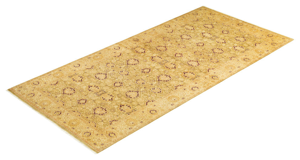 Mogul, One-of-a-Kind Hand-Knotted Runner Green, 6'1"x13'0"