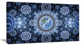 Clear Blue Psychedelic Relaxing Art, Oversized Abstract Canvas Art Print, 60x28