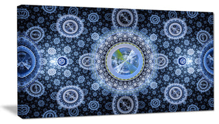 Clear Blue Psychedelic Relaxing Art, Oversized Abstract Canvas Art Print, 60x28
