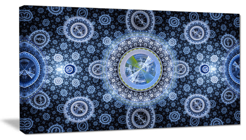 Clear Blue Psychedelic Relaxing Art, Oversized Abstract Canvas Art Print, 60x28