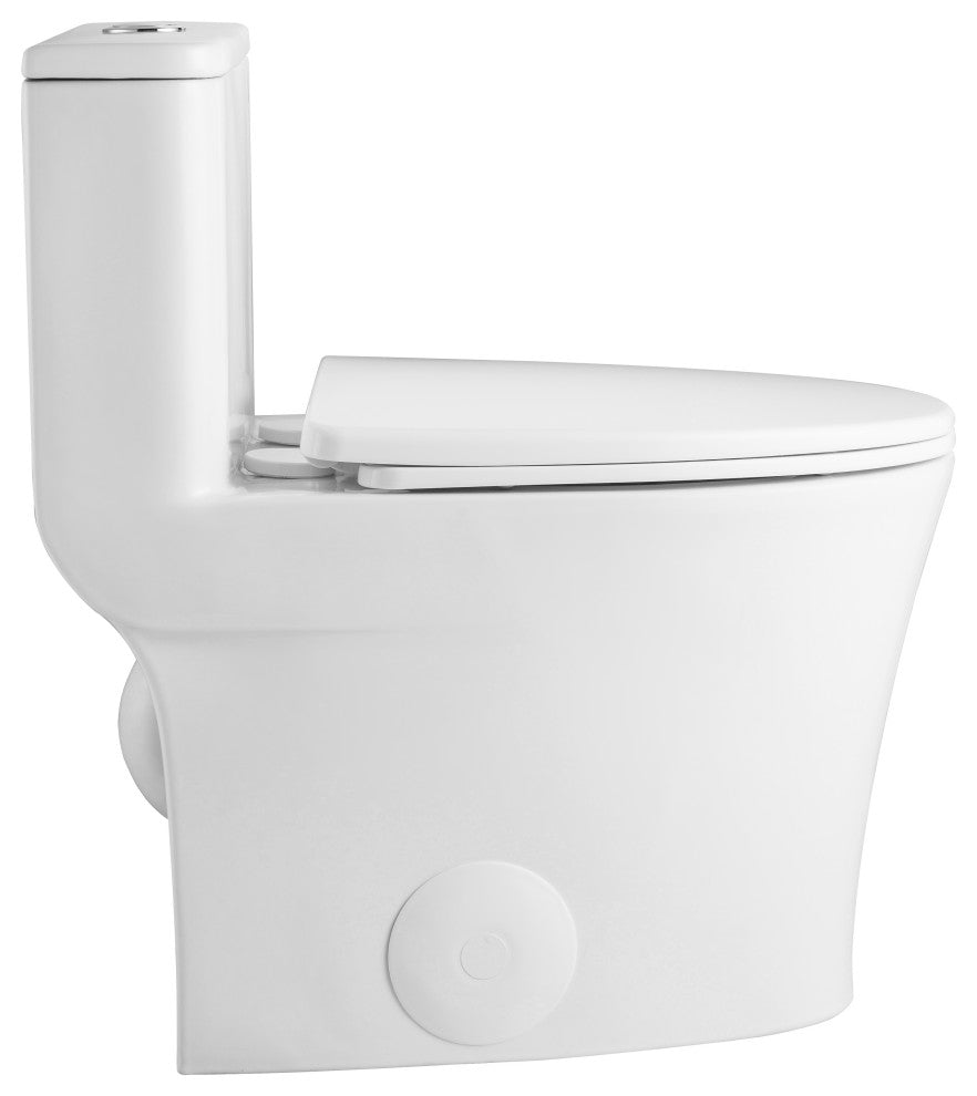 One Piece Toilet Elongated,Small Toilet Compact Modern Single Flush 1.28 GPF