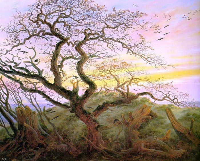 Caspar David Friedrich The Tree of Crows, 20"x25" Wall Decal