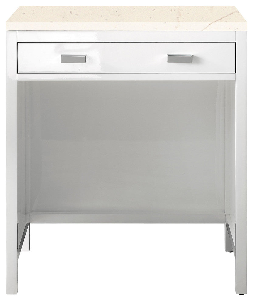 Addison 30" Freestanding Countertop Unit, Glossy White, 3CM Eternal Marfil Top
