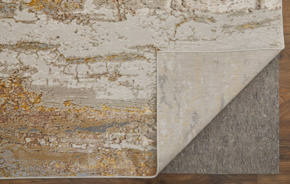 Tripoli Modern Abstract, Ivory/Gold/Brown, 5'x8' Area Rug