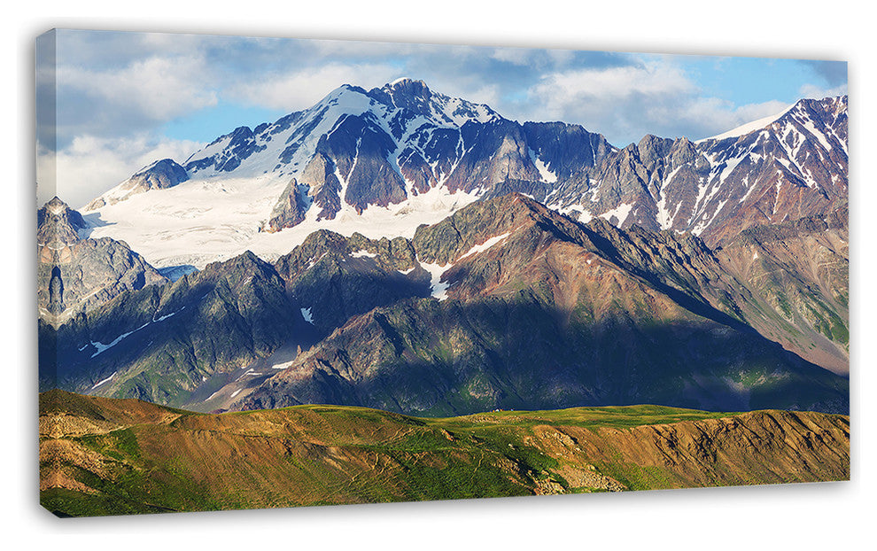Beautiful Caucasus Mountains, Landscape Canvas Art Print, 32"x16"