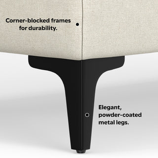 Ava Large Rectangular Ottoman in Tightly Woven Performance Fabric , Assembled