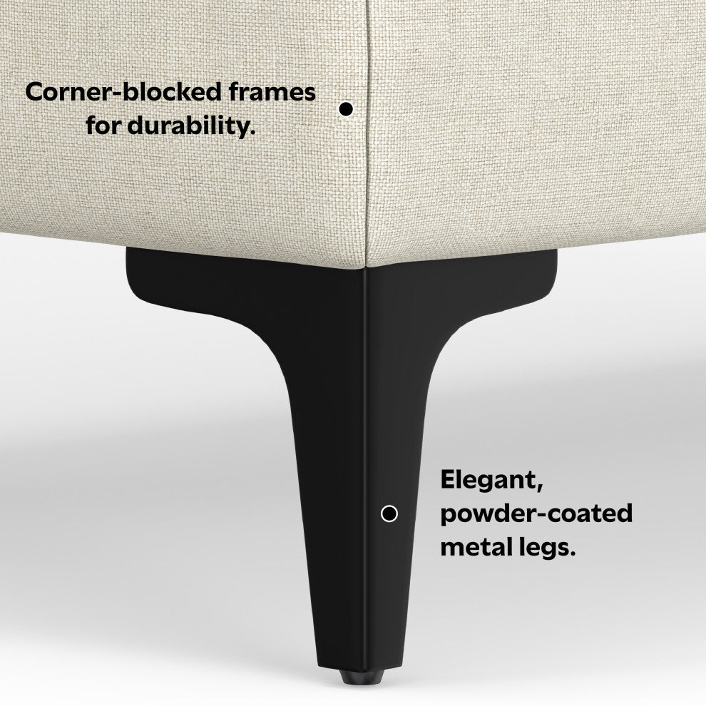 Ava Large Rectangular Ottoman in Tightly Woven Performance Fabric , Assembled