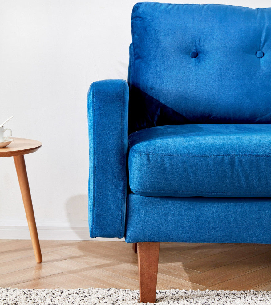 Blue Velvet Modern Tufted Modular Sofa