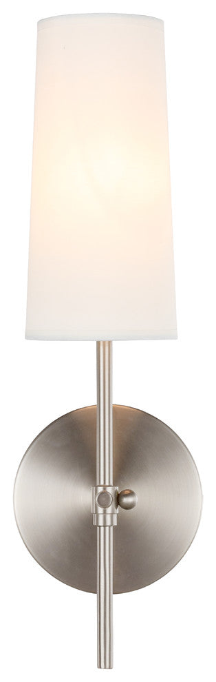 Burnished Nickel Finish And White Shade 1-Light Wall Sconce